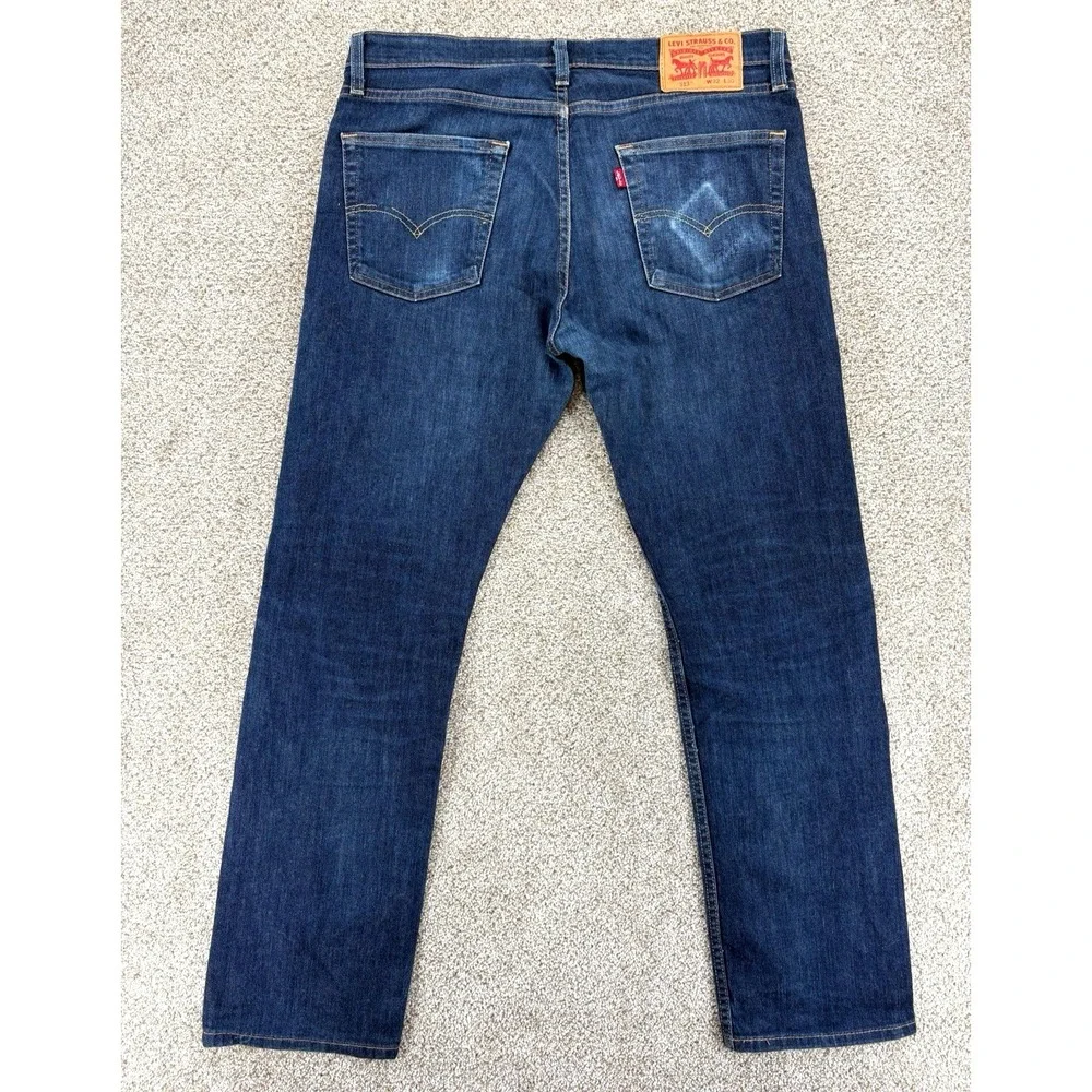 Levis 513 Slim Straight Jeans Mens 32x30 (Fits 34x30) Blue Dark Wash Wallet Fade